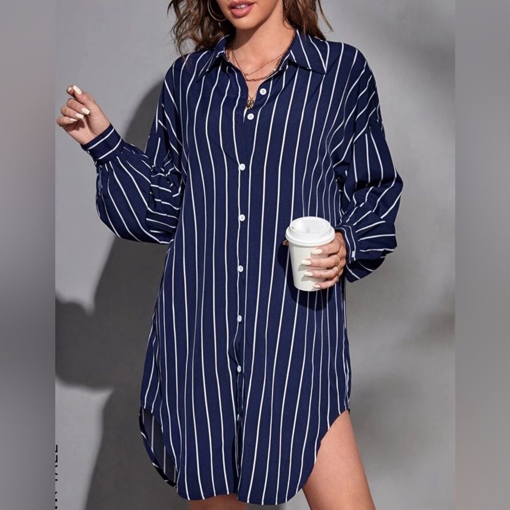 Tall Navy Striped Shirt